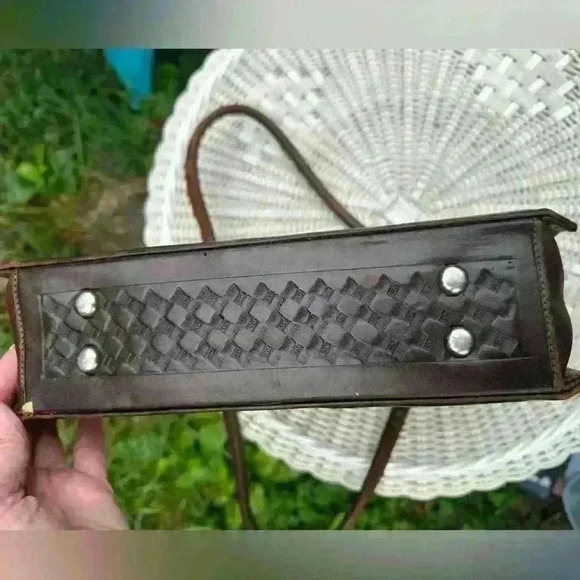 Vintage leather bag. Montabur. Hand made in Mexic. tooled leather. Matador. 3D - Picture 9 of 13